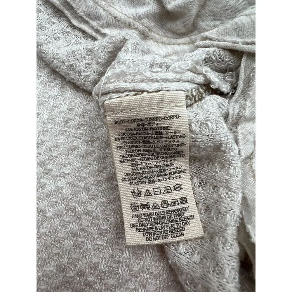 Free People We the Free Laguna Thermal Tunic Raw Edge Frayed Oversized Sz M